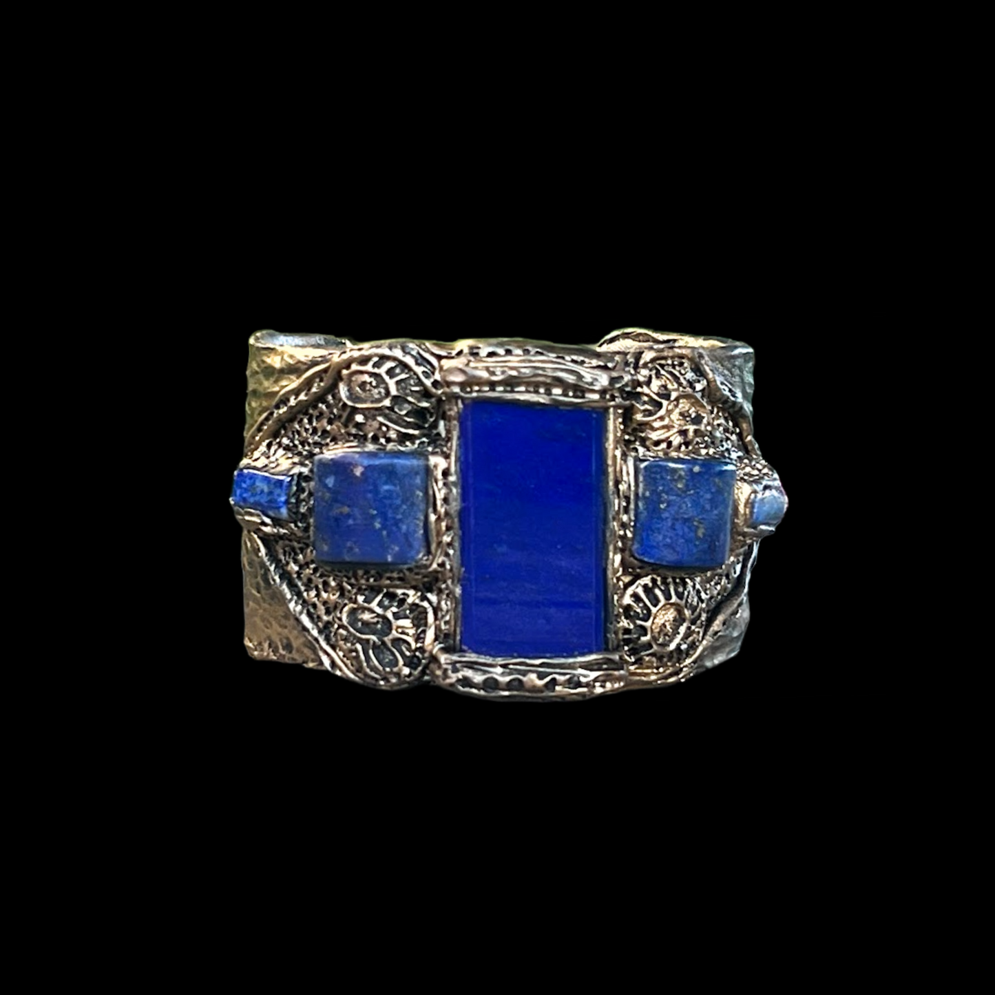 Lapis Lazuli Gemstone Cuff Bracelet - Boho Unique Statement Blue