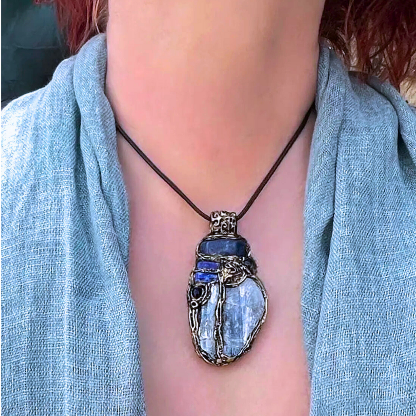 Blue Crystal Necklace with Kyanite, Sodalite & Lapis Lazuli