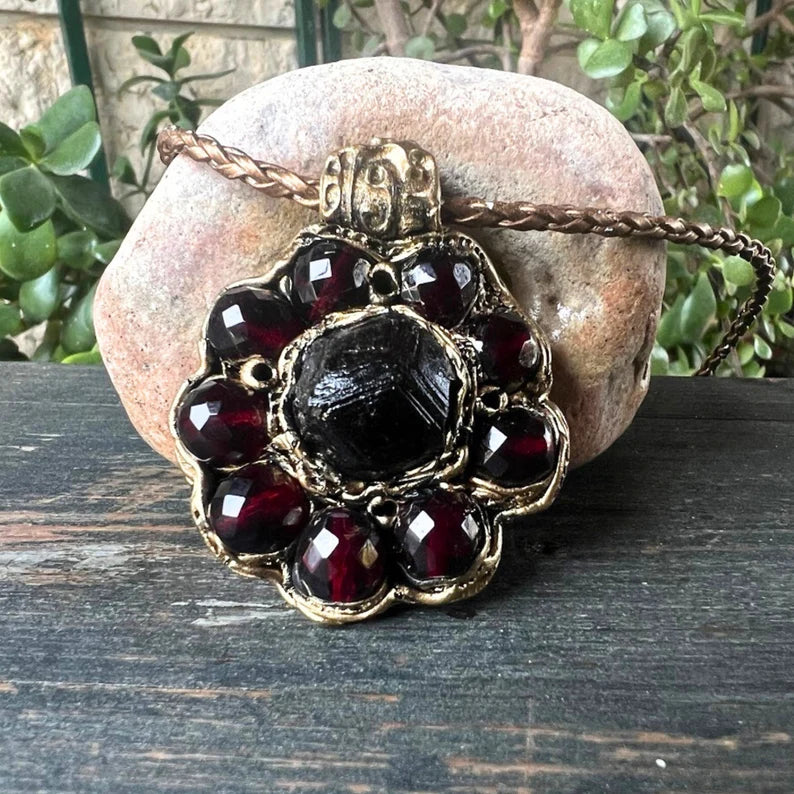 Chunky Garnet Hoop Earrings - Statement Crystal Jewelry