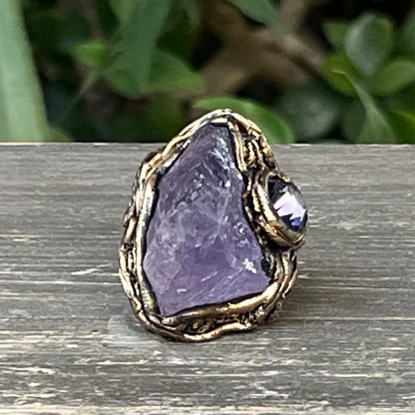 Raw Large Amethyst Crystal Ring, Chunky Statement Oversized Cocktail Ring