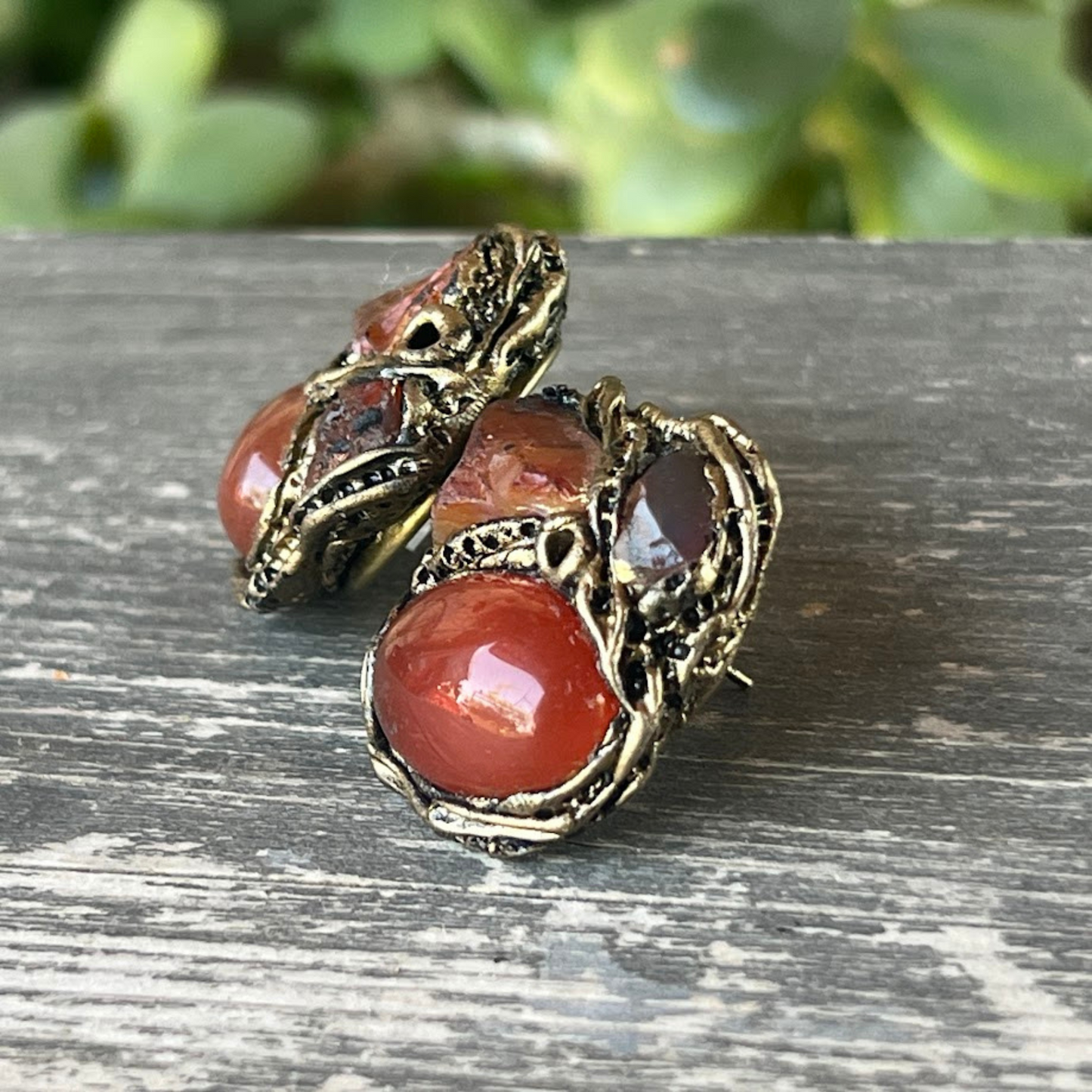 Carnelian Raw Crystal Earrings