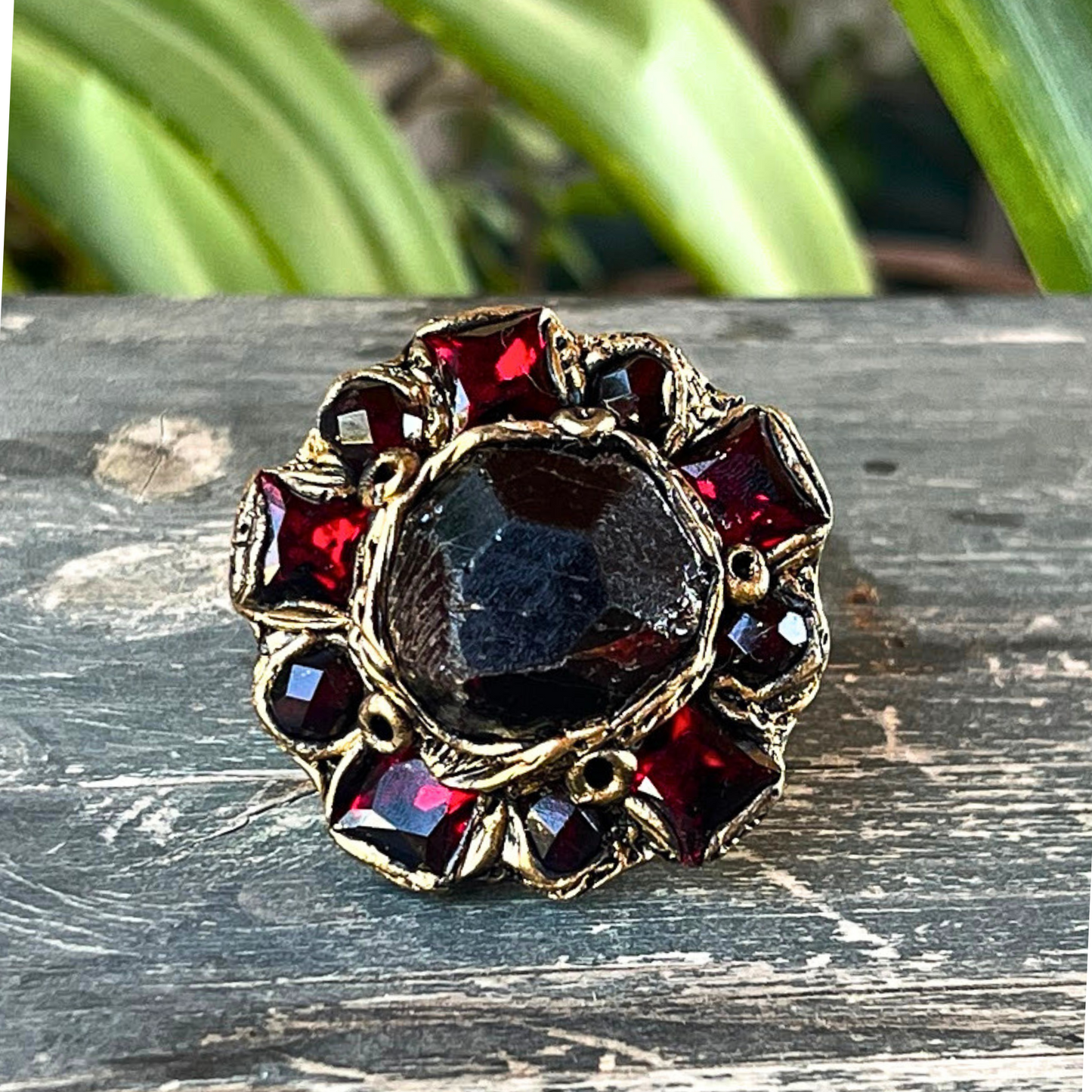 Raw Garnet Crystal Chunky Ring, Big Stone Cocktail Ring