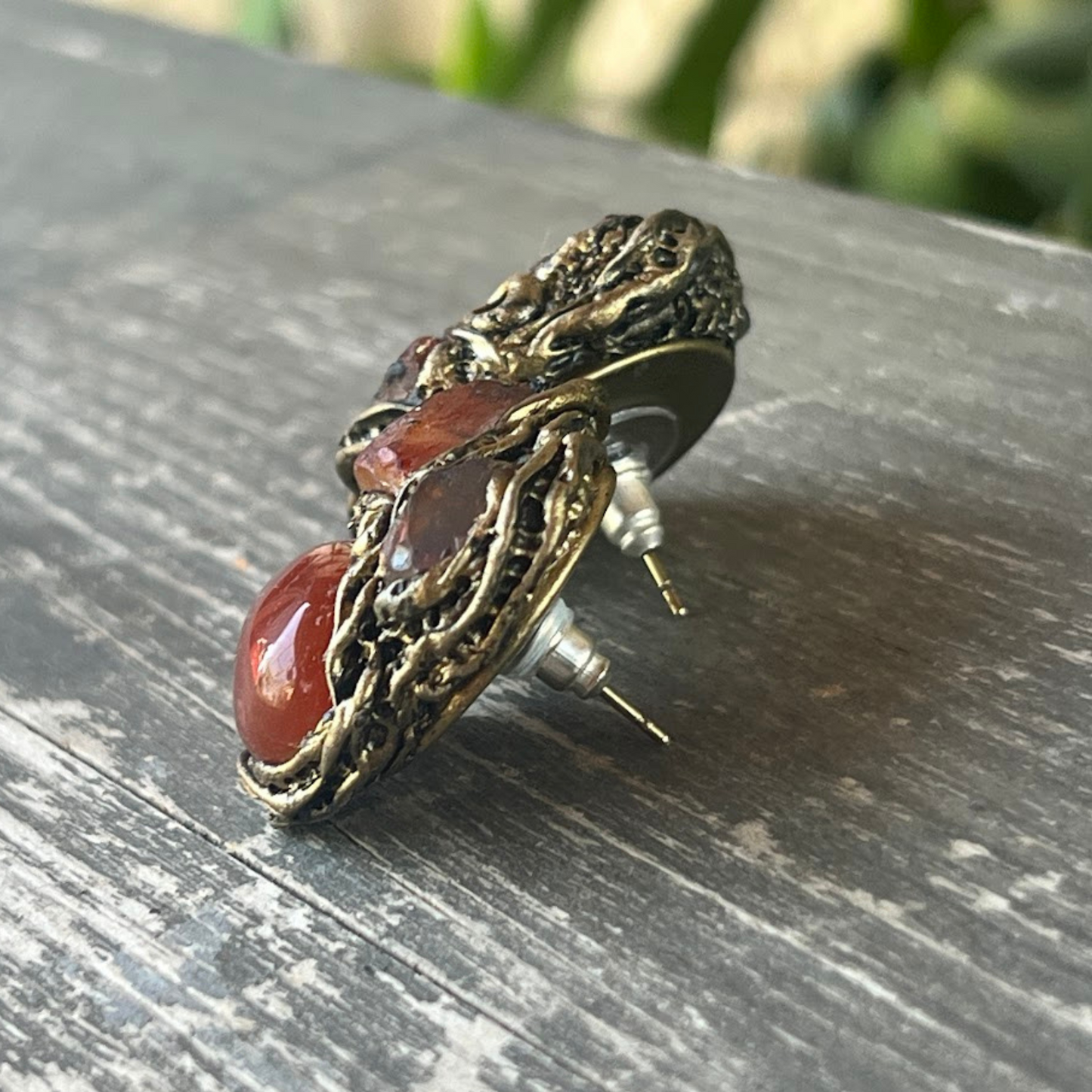 Carnelian Raw Crystal Earrings