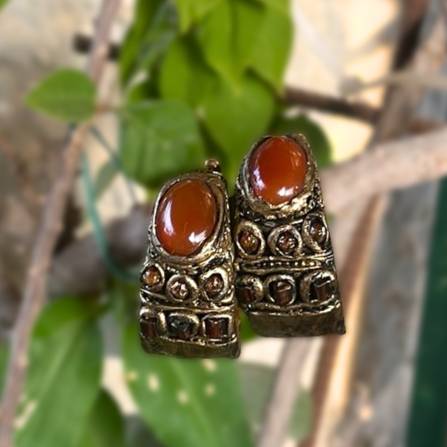 Carnelian Chunky Wide Hoop Earrings - Statement Gemstone Jewelry