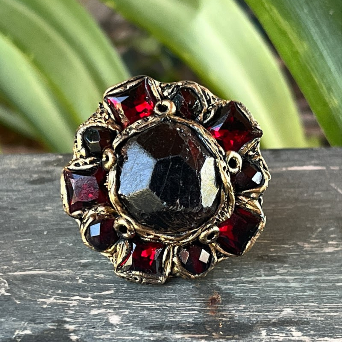 Raw Garnet Crystal Chunky Ring, Big Stone Cocktail Ring