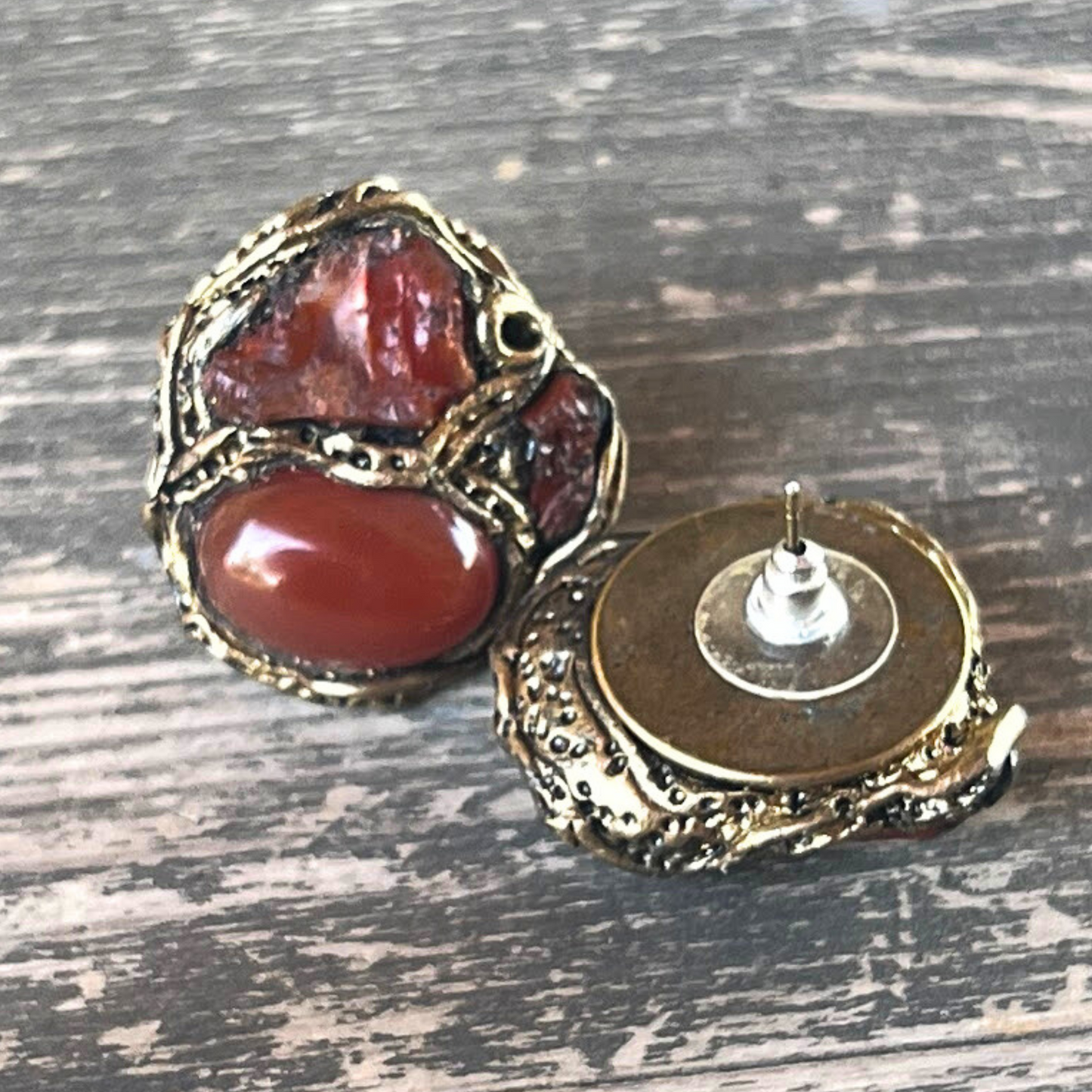 Carnelian Raw Crystal Earrings