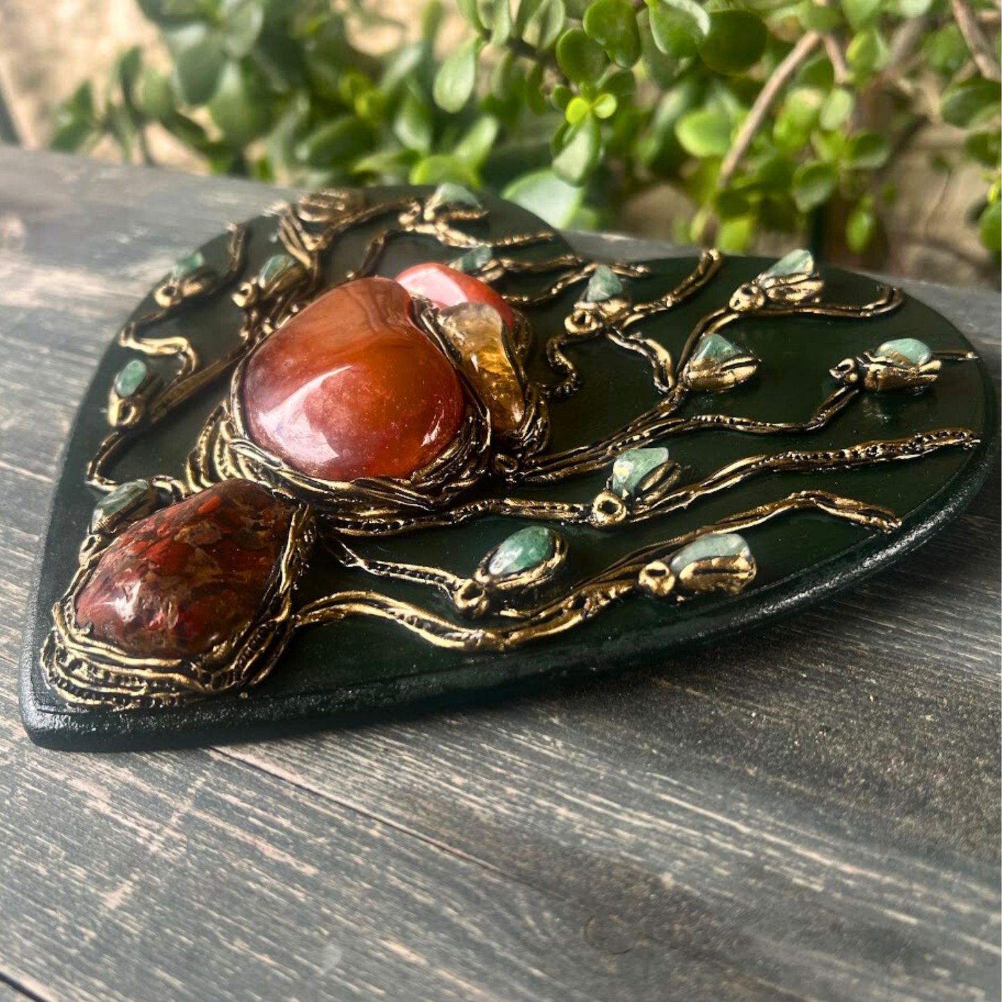 Crystal Wall Hanging with Carnelian. Citrine, Jasper & Green Aventurine, Unique Home Decor, spiritual gifts