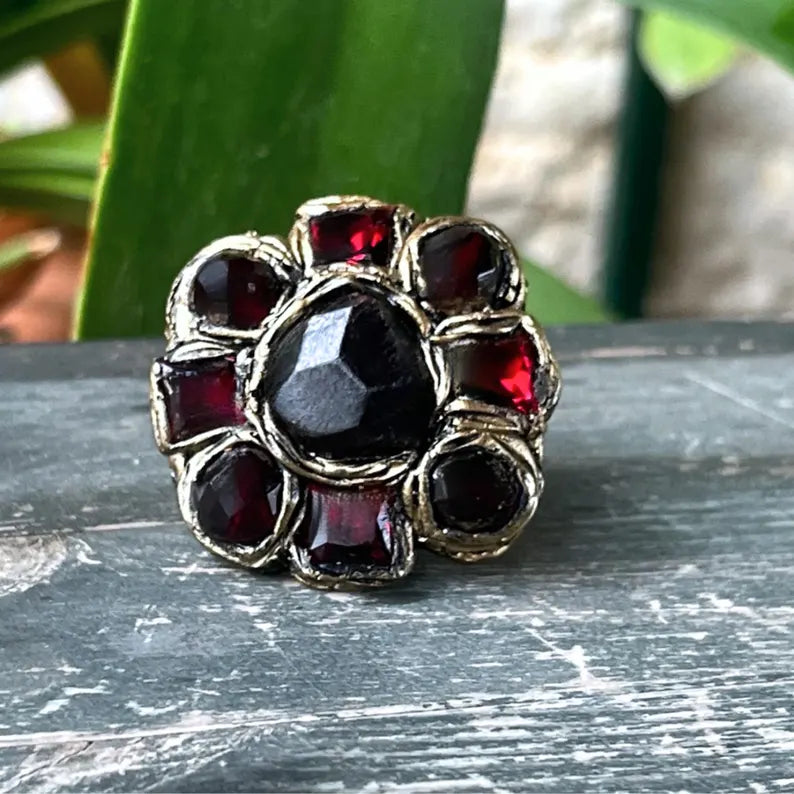 Chunky Raw Garnet Ring, Gemstone Statement Jewelry