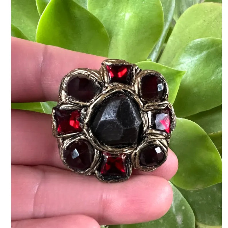 Chunky Raw Garnet Ring, Gemstone Statement Jewelry