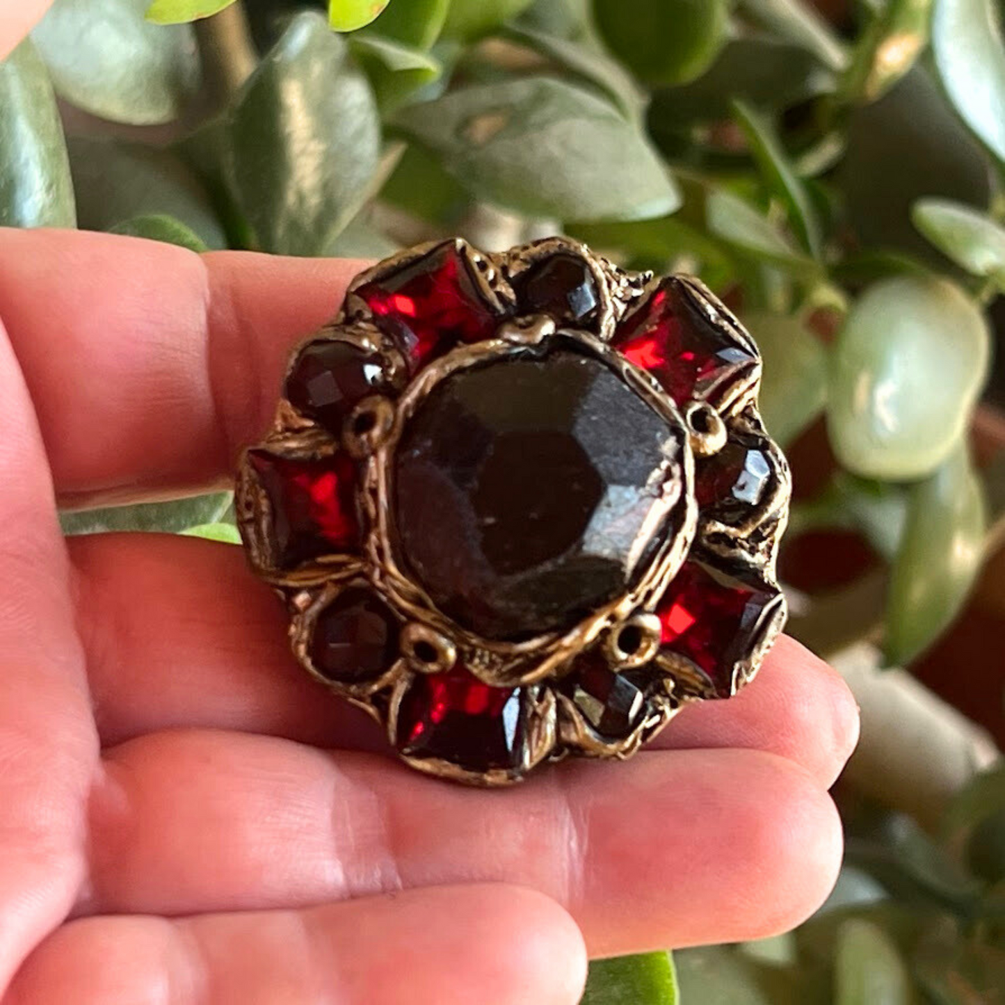 Raw Garnet Crystal Chunky Ring, Big Stone Cocktail Ring