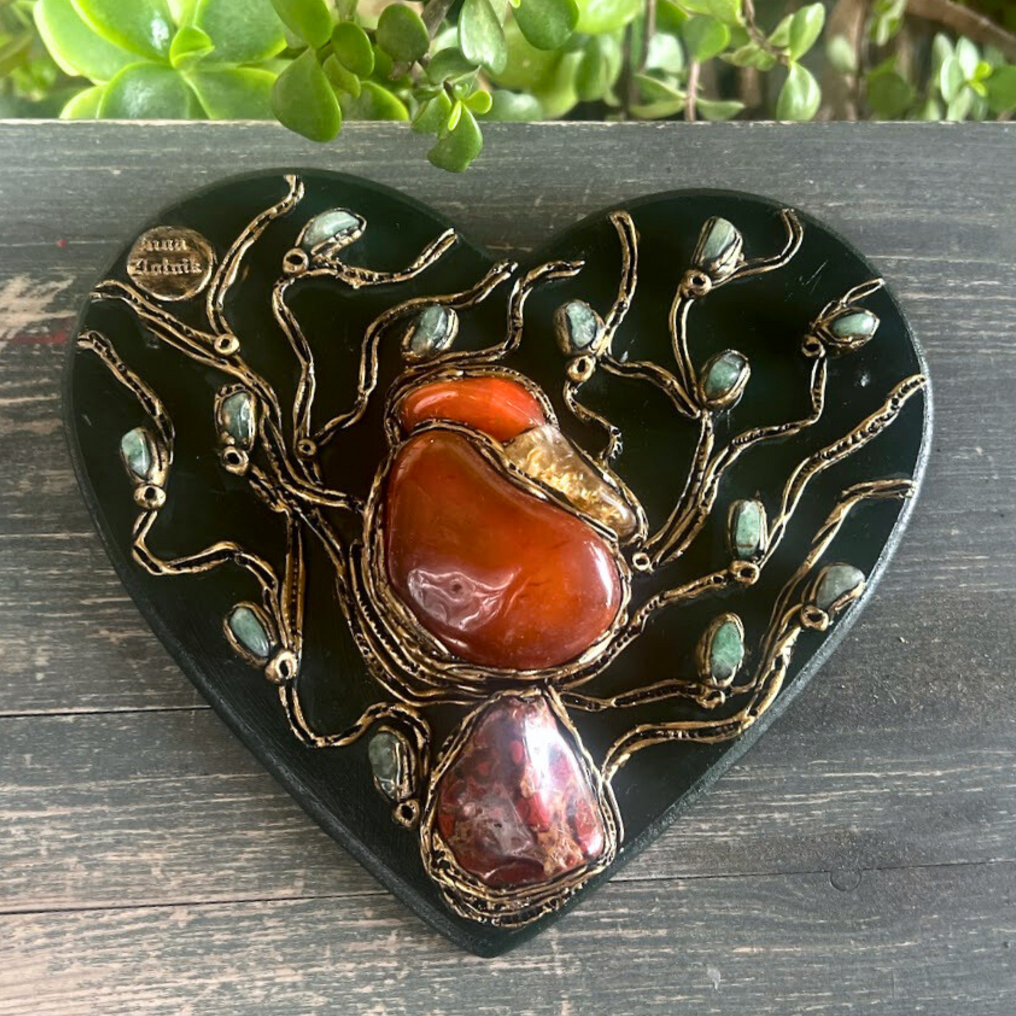 Crystal Wall Hanging with Carnelian. Citrine, Jasper & Green Aventurine, Unique Home Decor, spiritual gifts