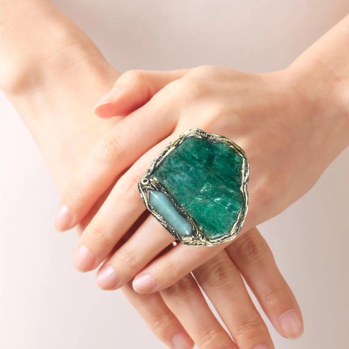 Green Gemstone Chunky Choker Collar Necklace | Aventurine & Buddstone Jewelry
