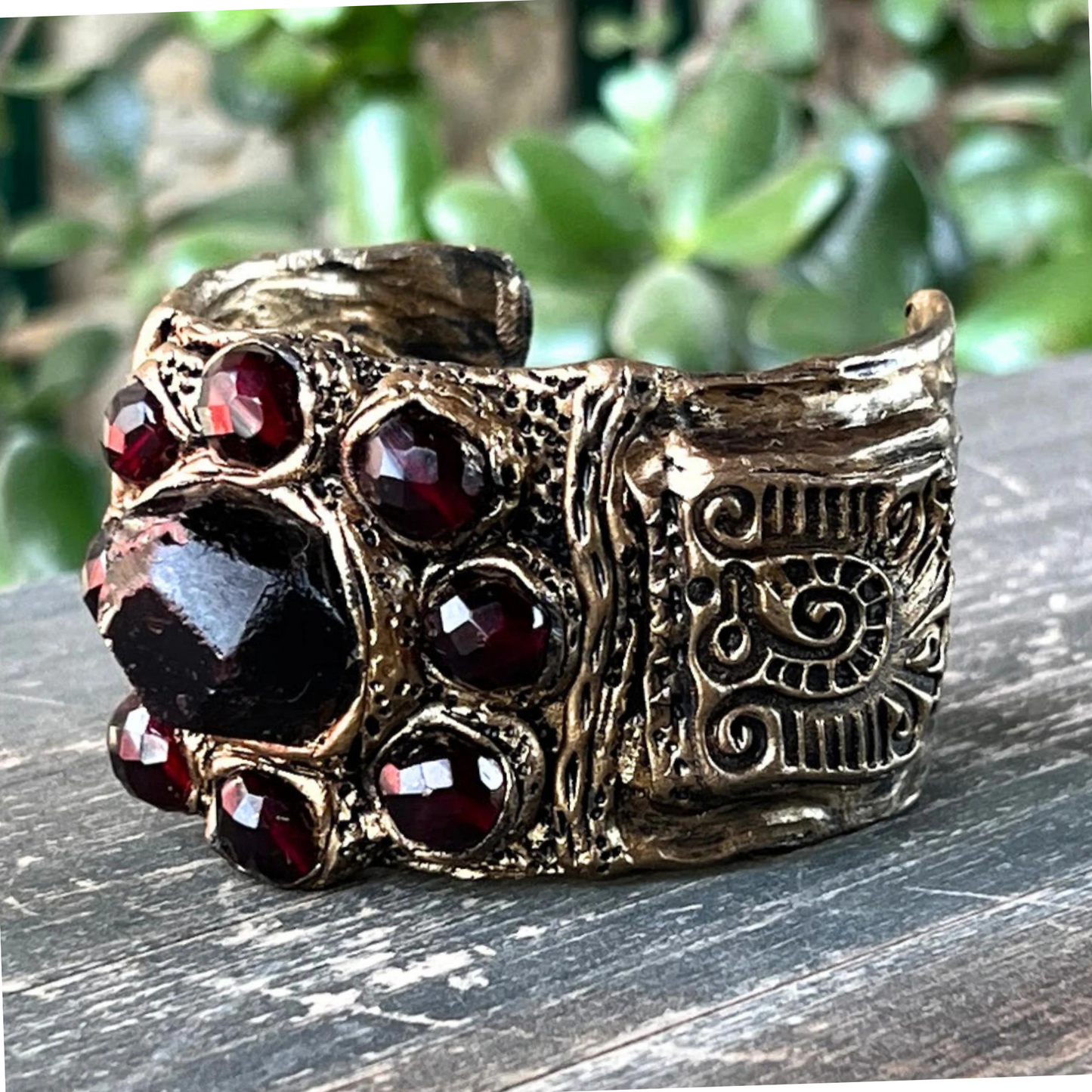 Raw Garnet Crystal Chunky Ring, Big Stone Cocktail Ring