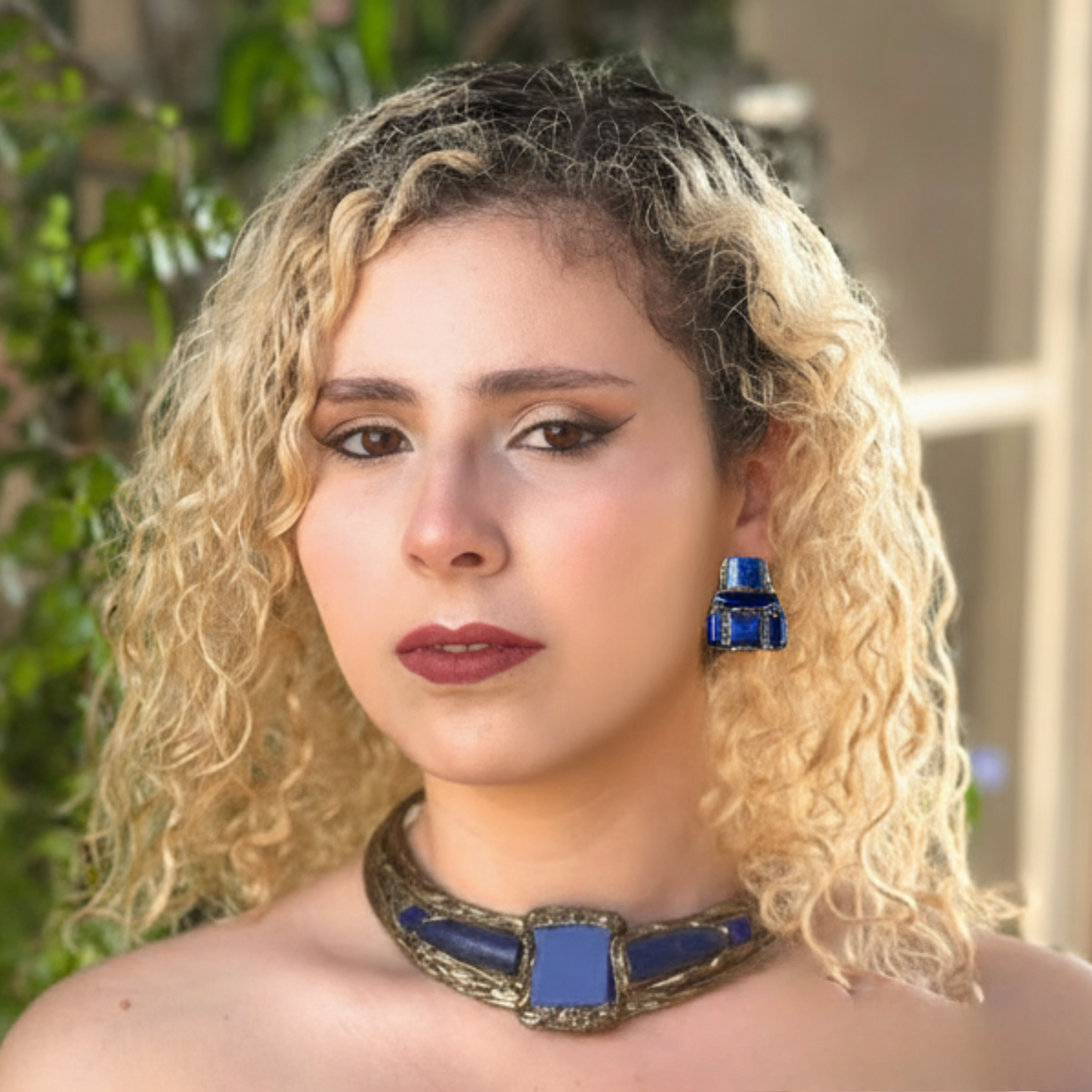Lapis Lazuli Chunky Necklace - Blue Crystal Evening Necklace, Cocktail Jewelry