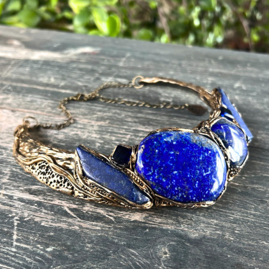 Chunky choker Lapis Lazuli collar, blue stone necklace