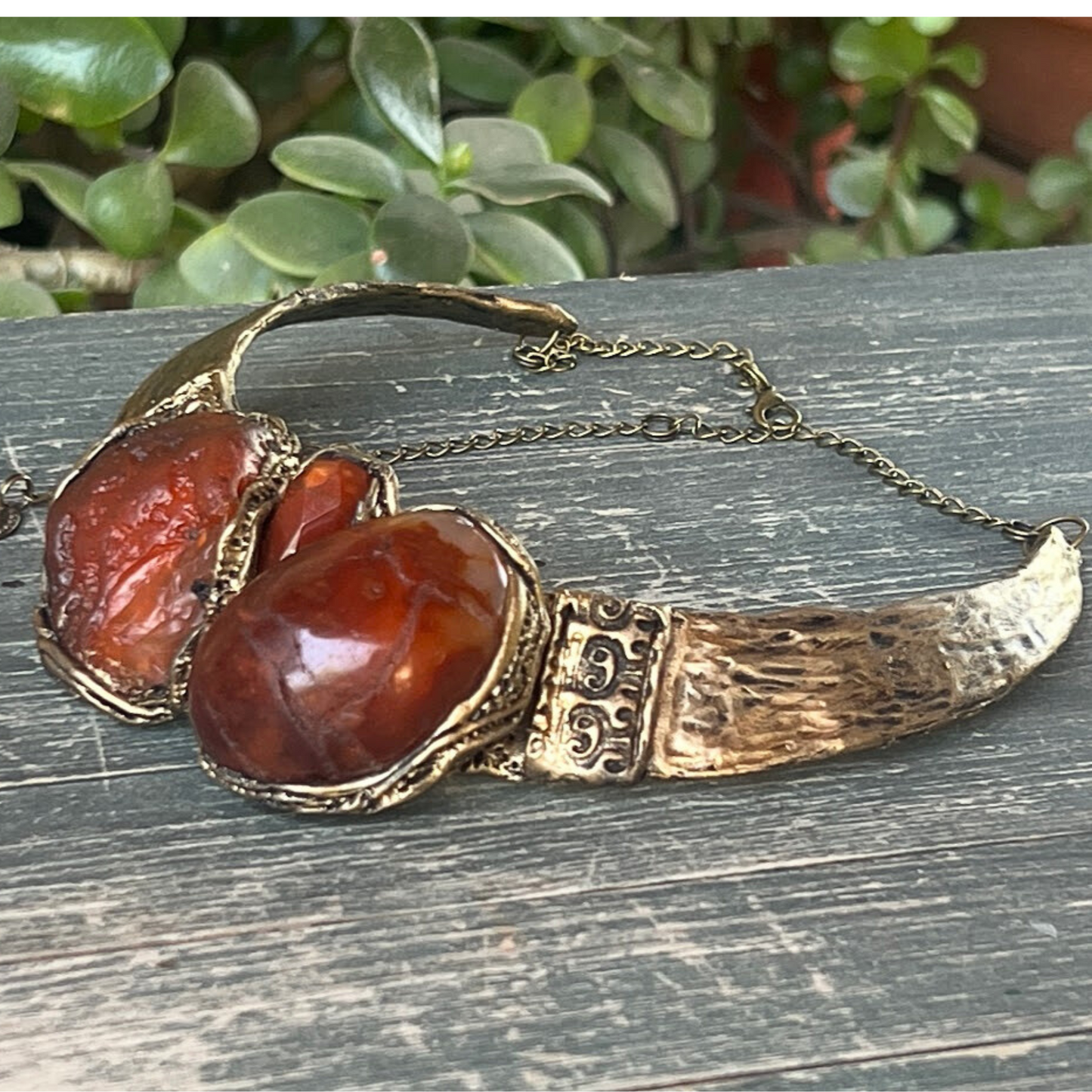 Namibian Carnelian Statement Ring - Raw Chunky Stone Jewelry
