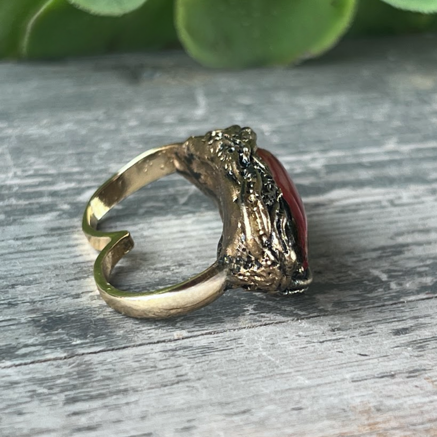 Carnelian Statement Chunky Ring - Bold Double Finger Cocktail Jewelry