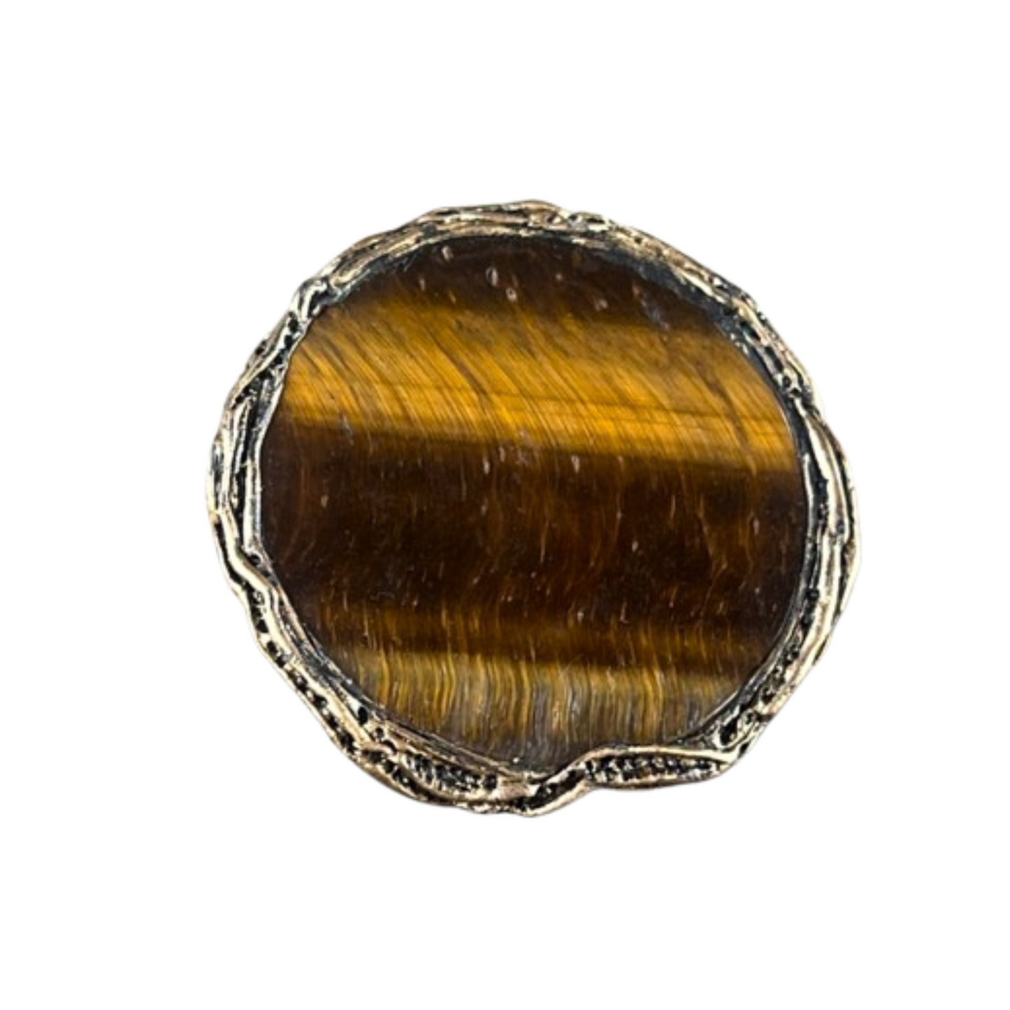 Tiger Eye Statement Cocktail Ring - Stylish Bold Round Gemstone Ring