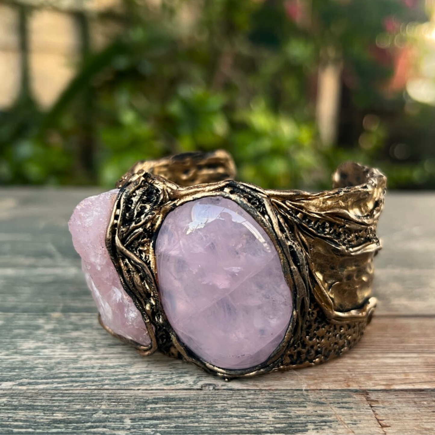 Rose Quartz Chunky Raw Crystal Necklace, Boho Statement Choker Collar