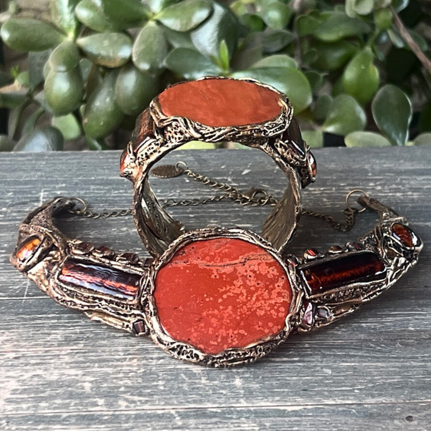 Red Jasper Murano Glass Statement Choker - Chunky Collar Necklace