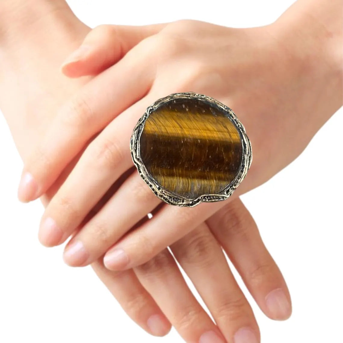 Tiger’s Eye & Citrine Protection Necklace – Crystal Amulet Pendant, Statement Gemstone Jewelry