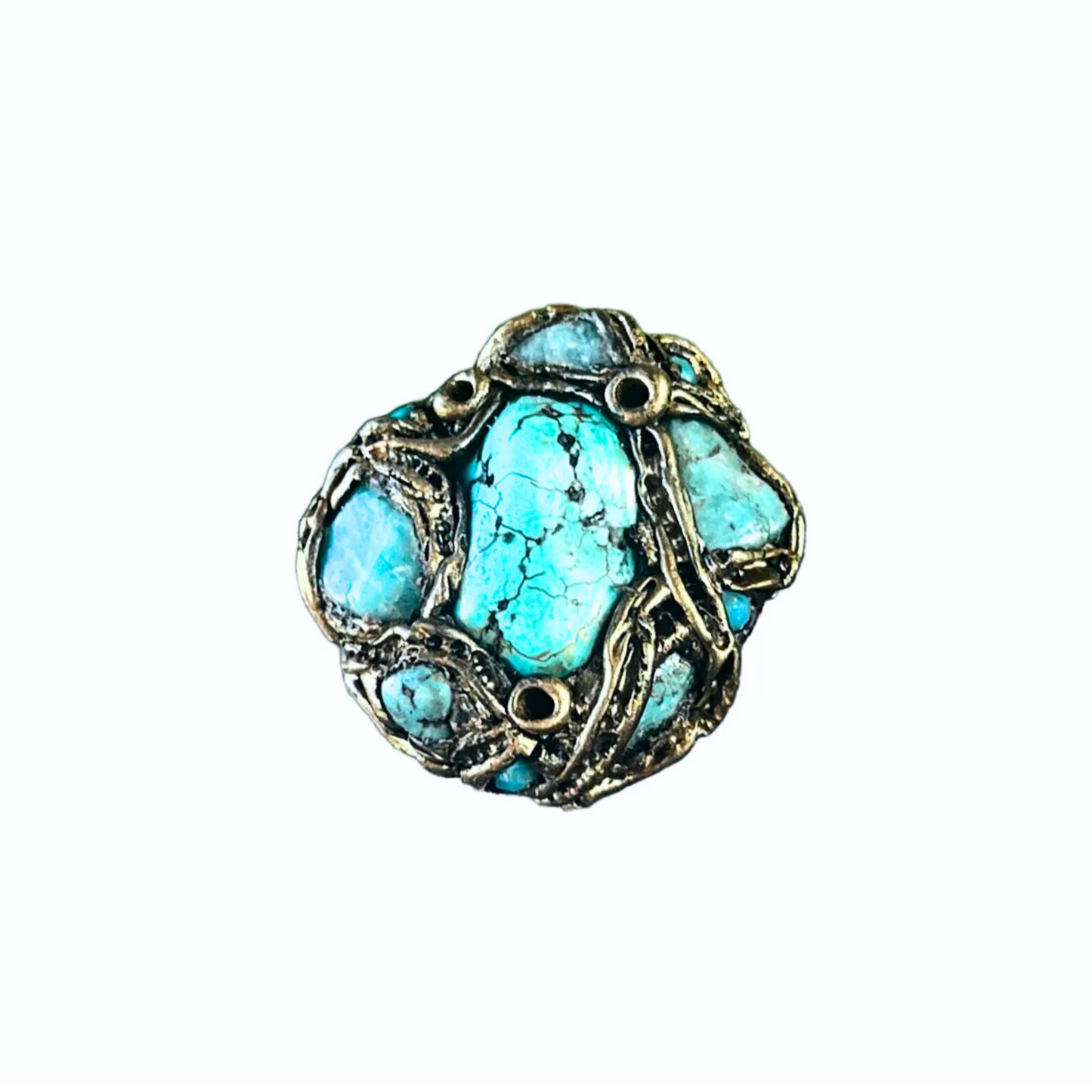 Turquoise Ring with Amazonite , Large Gemstone Cocktail Ring