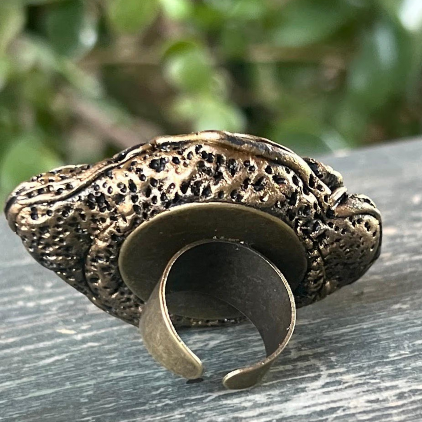 Bold Chunky Jasper Amazonite Ring - Statement Cocktail Jewelry