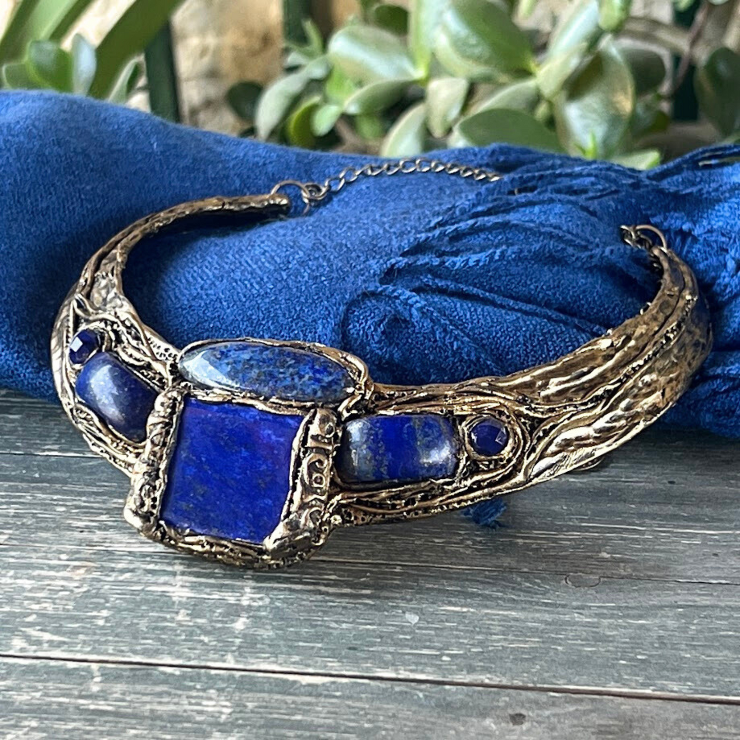 Chunky Lapis Lazuli Blue Square Ring - Unique Gemstone Statement Jewelry