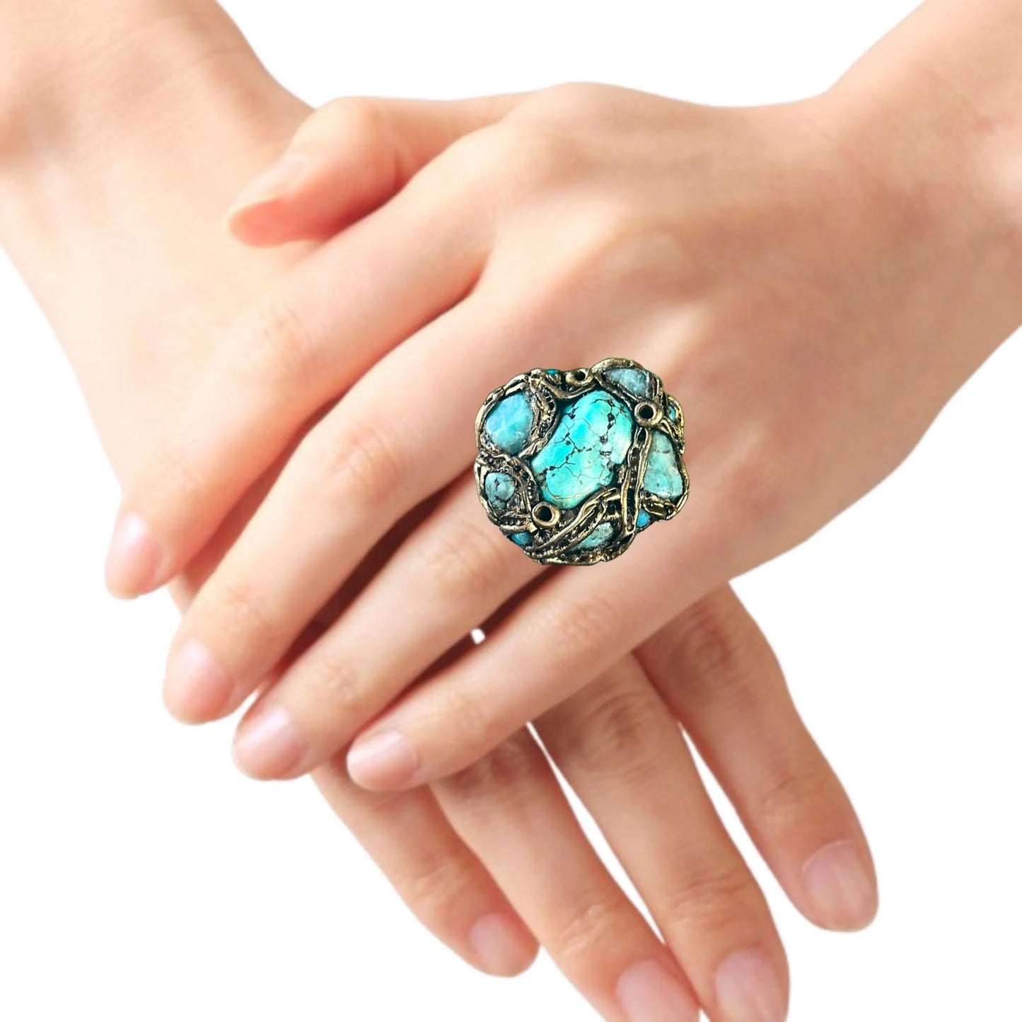 Turquoise Clip on Earrings with Pearls - Bohemian Unique Gift for Her