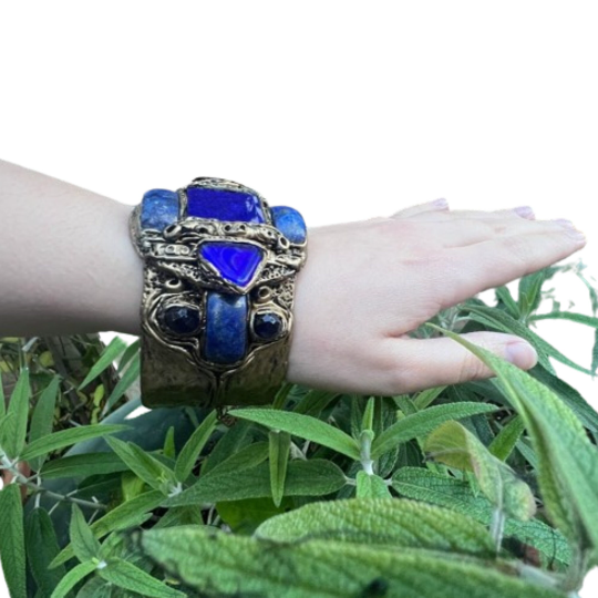 Chunky choker Lapis Lazuli collar, blue stone necklace