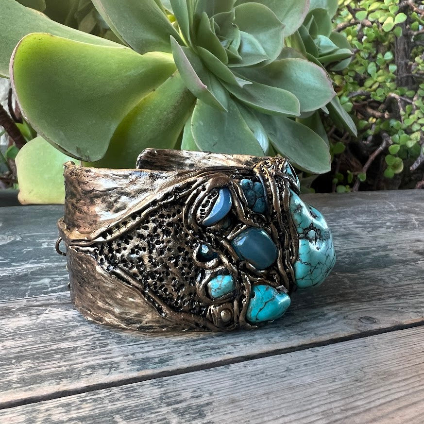 Turquoise bracelet, gemstone Boho cuff