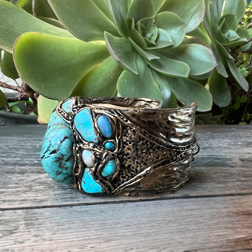 Turquoise bracelet, gemstone Boho cuff