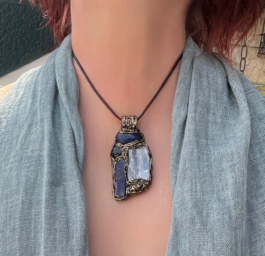 Blue Crystal Necklace with Kyanite, Sodalite & Lapis Lazuli
