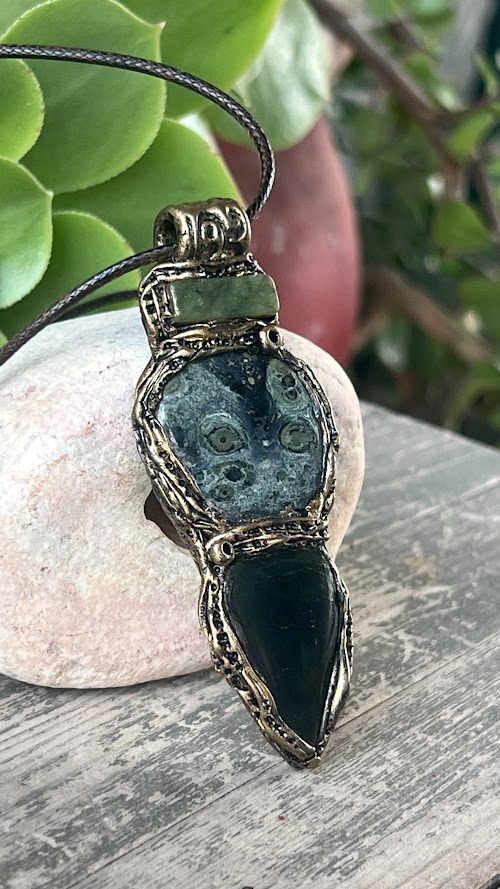 Jade & Star Galaxy Jasper Necklace - Boho Unique Gift for Her