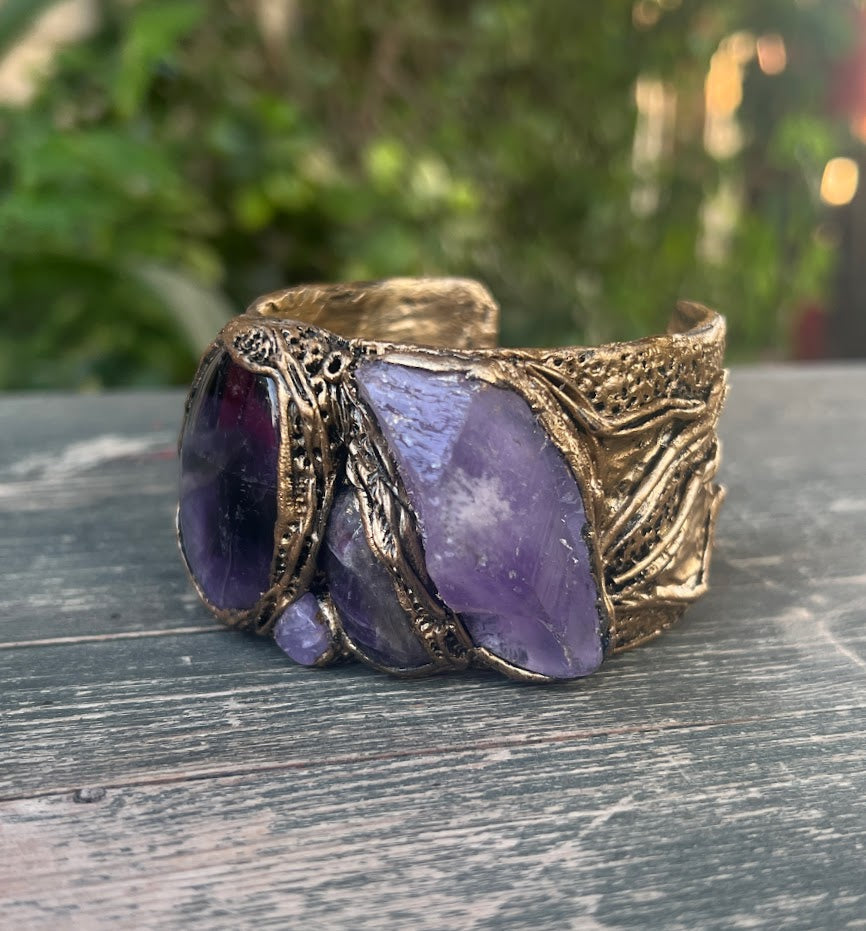 Raw Large Amethyst Crystal Ring, Chunky Statement Oversized Cocktail Ring