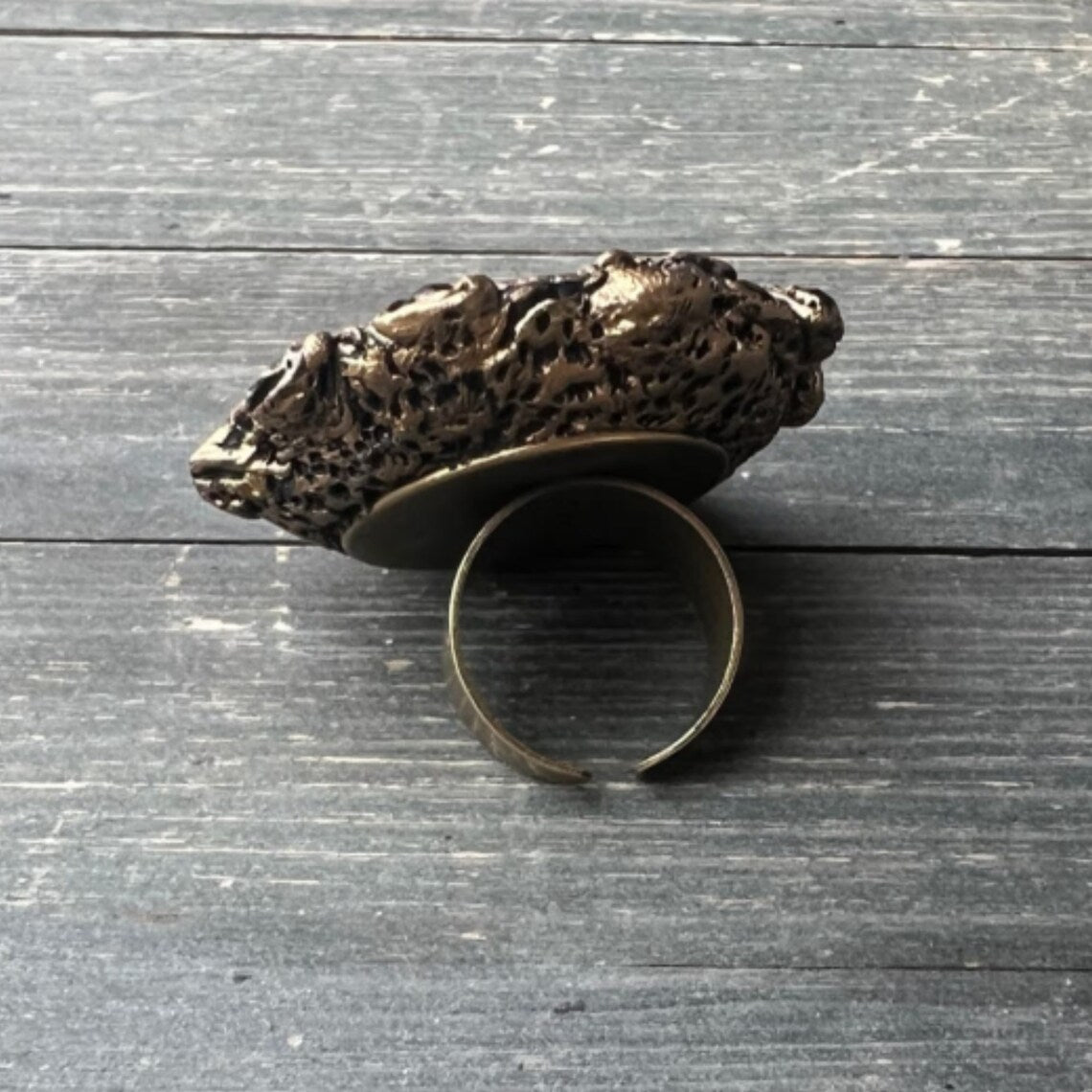 Snowflake Obsidian ring, big rings for women, black chunky stone ring, large cocktail ring