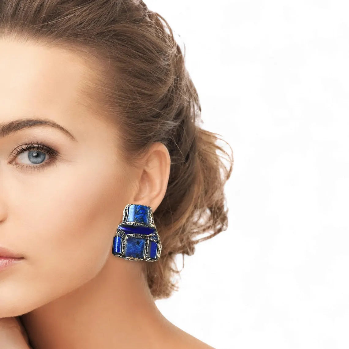 Chunky Lapis Lazuli Blue Square Ring - Unique Gemstone Statement Jewelry