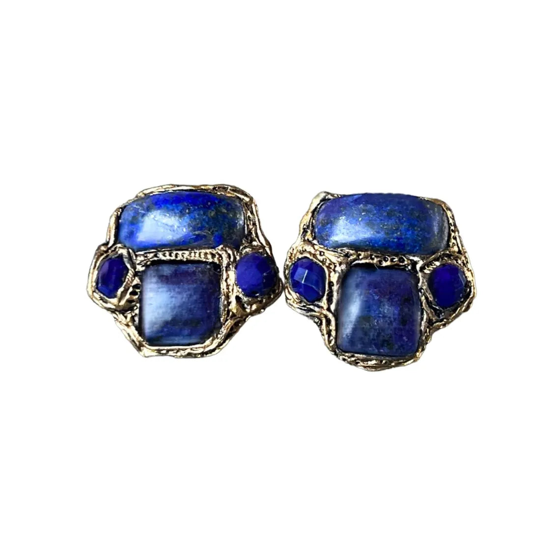 Lapis Lazuli Blue Clip on Earrings