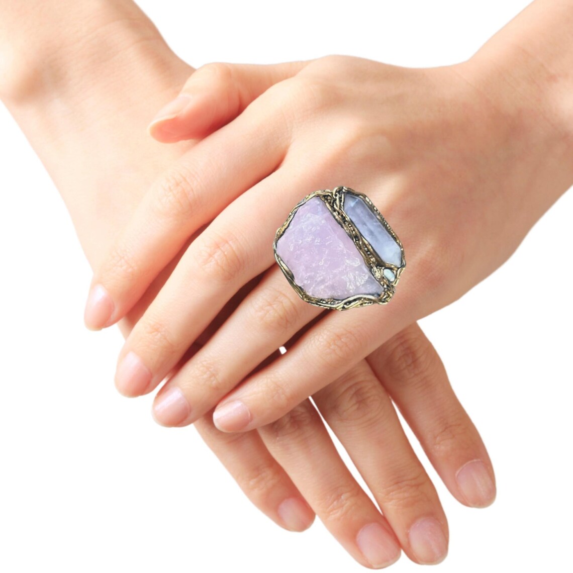 Rose Quartz Pearls Cuff Bracelet - Healing Crystal Jewelry for Women