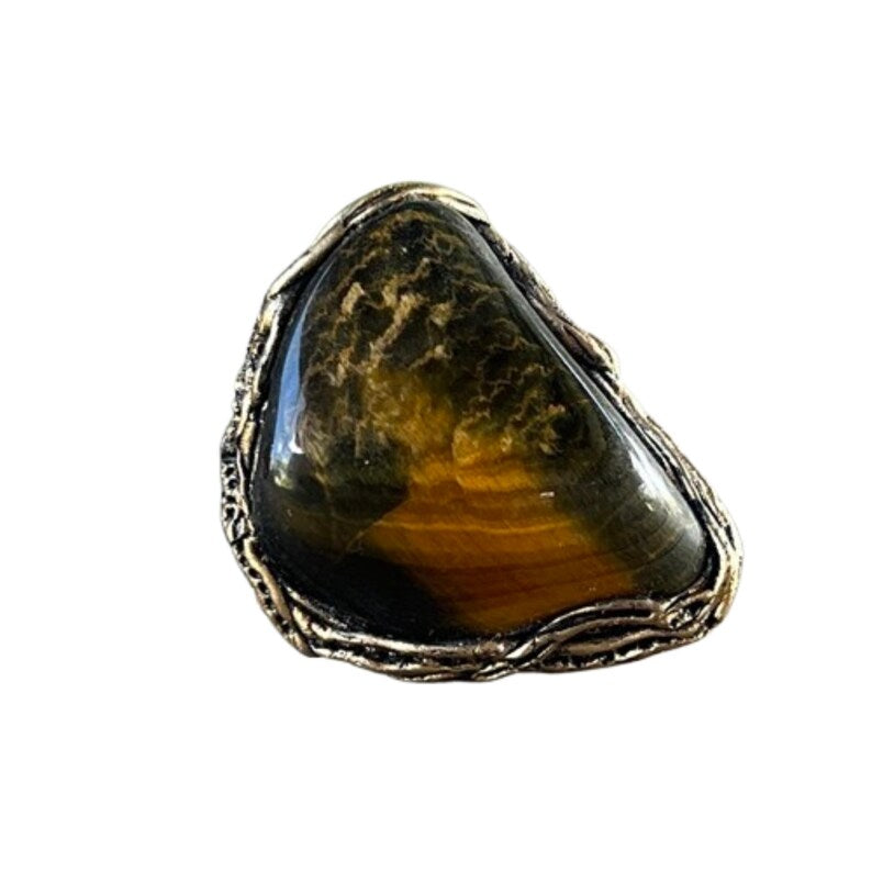 Statement Tiger Eye Ring - Bold Chunky Gemstone Jewelry