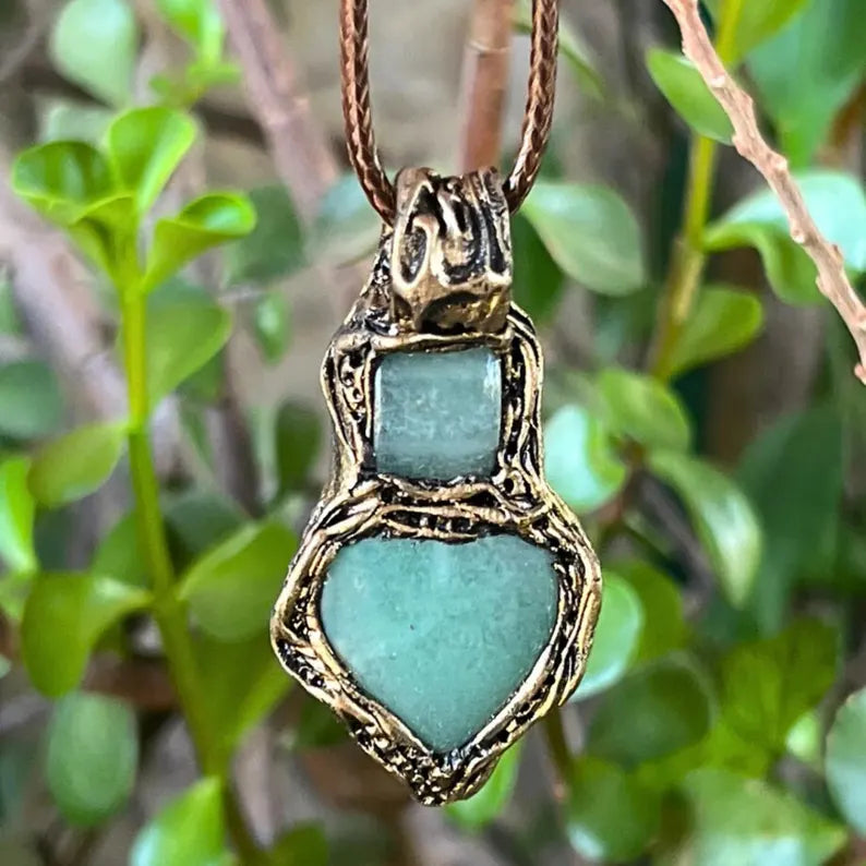 Dark and Light Aventurine Green Stone Ring - Bold Statement Jewelry