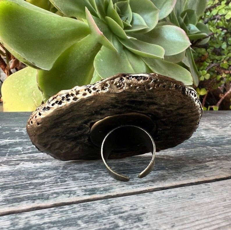 Mother of Pearl & Quartz Ring, Bold White Cocktail Chunky Ring