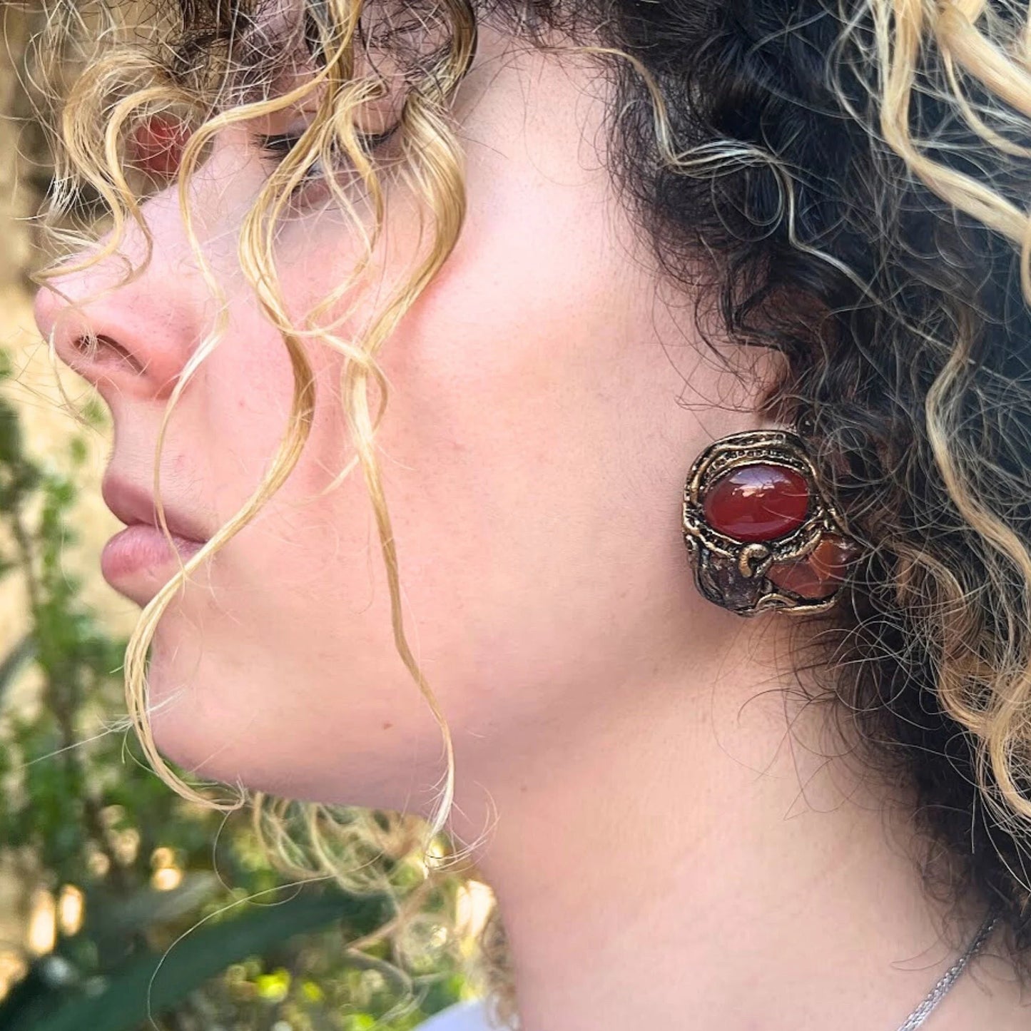 Carnelian Raw Crystal Earrings