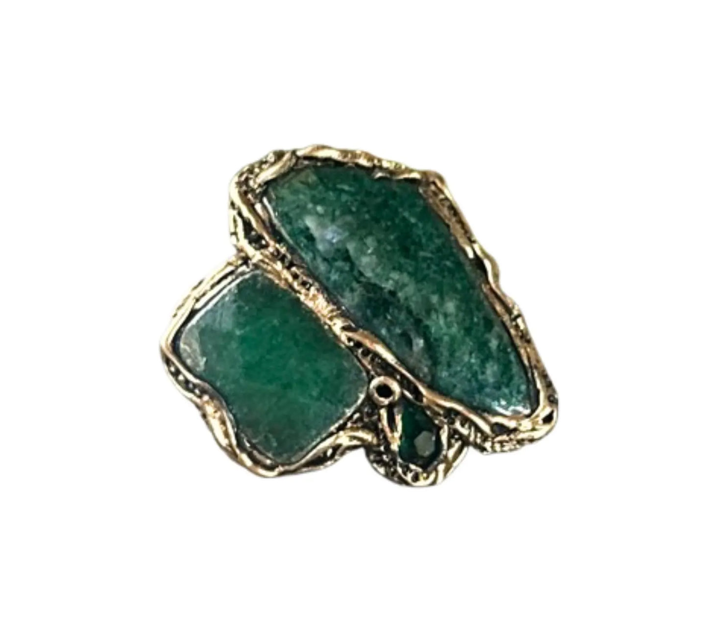 Chunky Green Stone Ring - Aventurine Jade Bold Statement Gemstone Jewelry