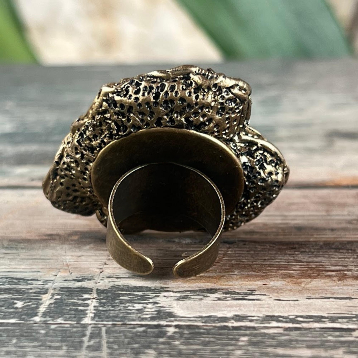 Chunky Green Stone Ring - Aventurine Jade Bold Statement Gemstone Jewelry