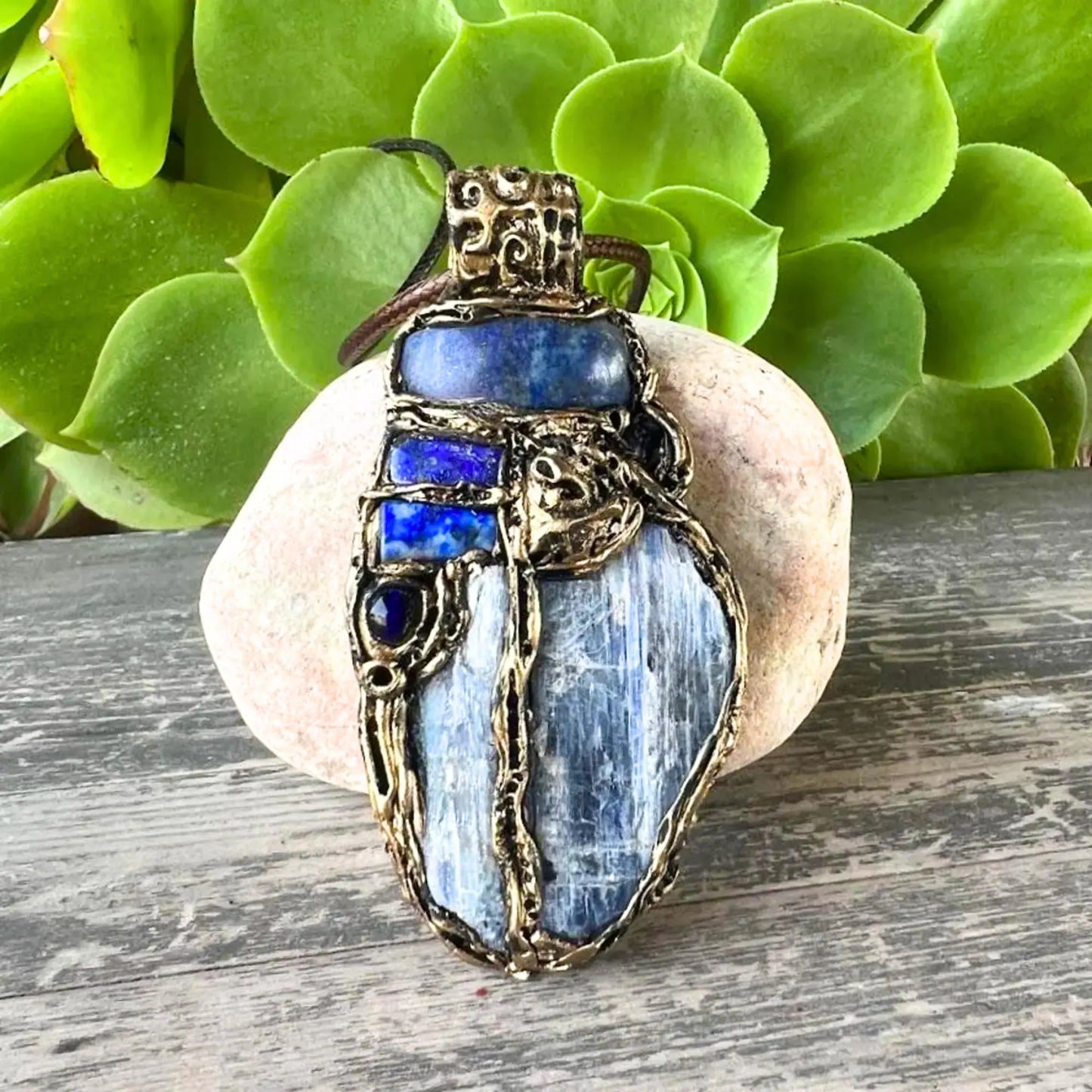 Blue Crystal Necklace with Kyanite, Sodalite & Lapis Lazuli