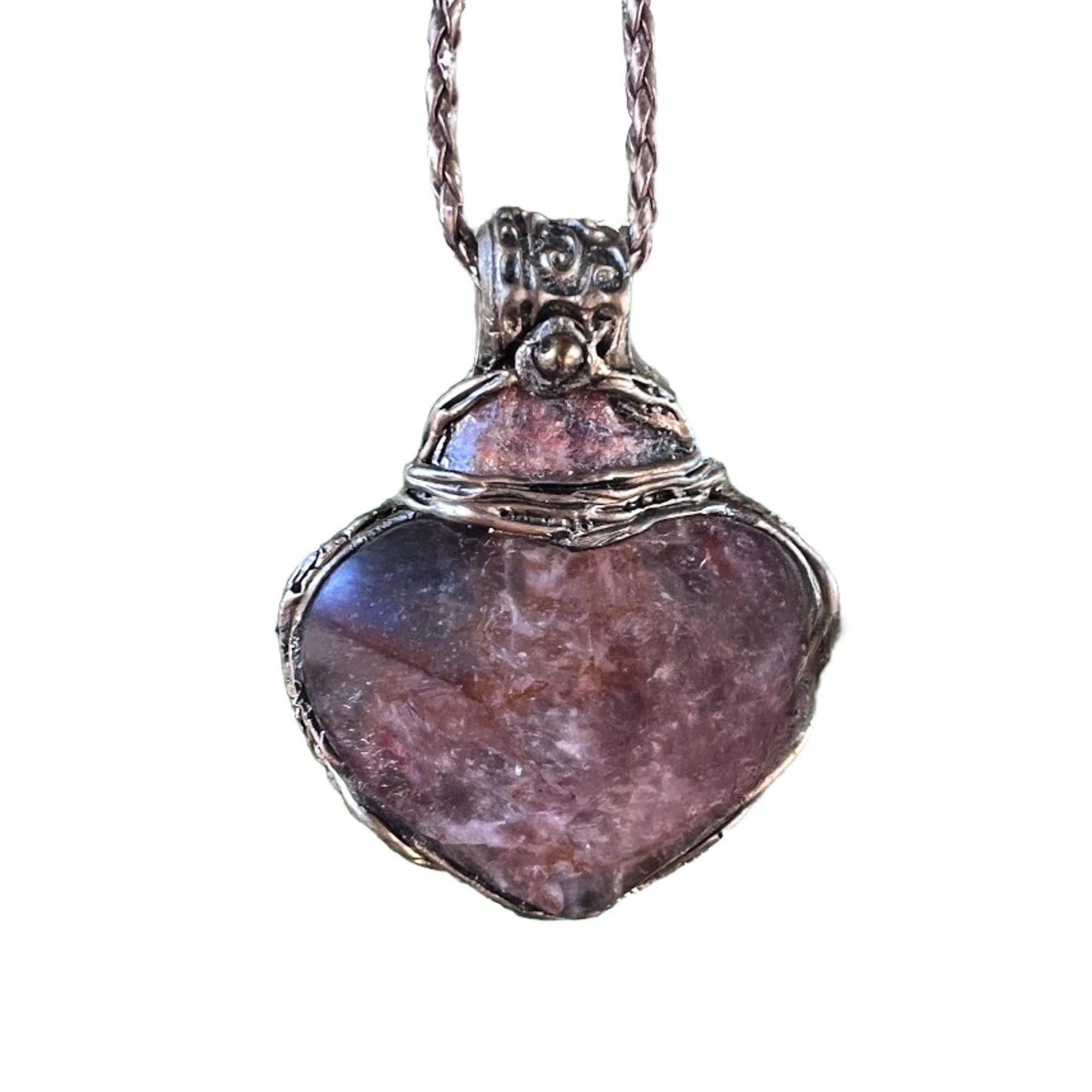 Golden Healer Quartz and Sunstone Large Crystal Heart Pendant - Healing Crystal Amulet Necklace