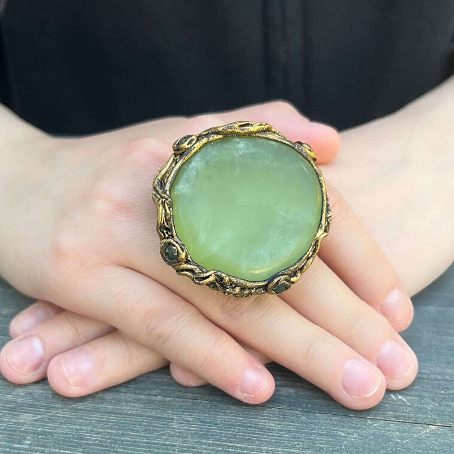 Jade ring, huge chunky stone ring, big rings for women