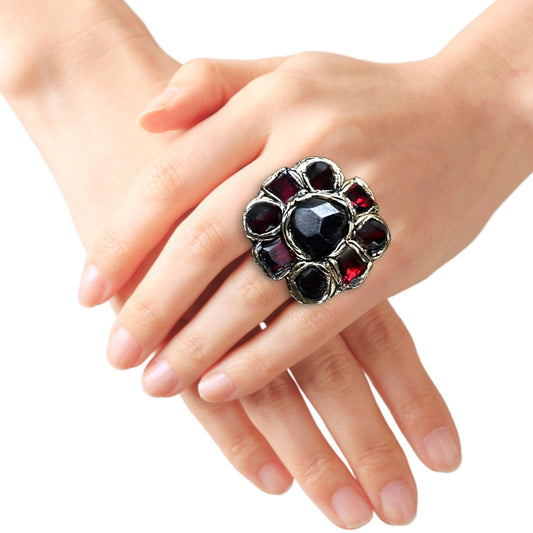 Chunky Raw Garnet Ring, Gemstone Statement Jewelry