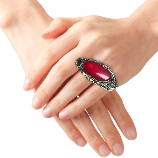 Carnelian Statement Chunky Ring - Bold Double Finger Cocktail Jewelry